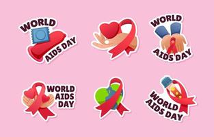 World AIDS Day Ribbon Stickers Package vector