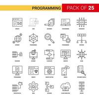 icono de línea negra de programación 25 conjunto de iconos de esquema de negocios vector