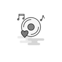Music disk Web Icon Flat Line Filled Gray Icon Vector