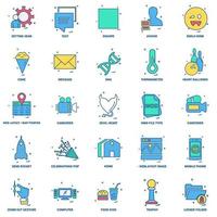 25 conjunto de iconos de color plano de mezcla de concepto de negocio vector