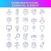 25 Blue and Pink Futuro Essential Element Icon Pack vector