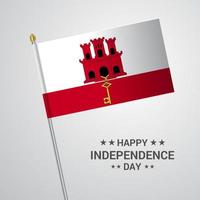 diseño tipográfico del día de la independencia de gibraltar con vector de bandera