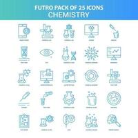 25 Green and Blue Futuro Chemistry Icon Pack vector