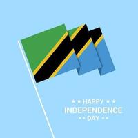 diseño tipográfico del día de la independencia de tanzania con vector de bandera