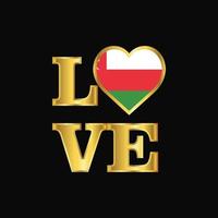 Love typography Oman flag design vector Gold lettering