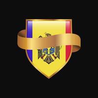 Moldova flag Golden badge design vector