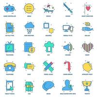 25 conjunto de iconos de color plano de mezcla de concepto de negocio vector