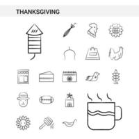 Thanksgiving hand drawn Icon set style isolated on white background Vector