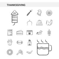 Thanksgiving hand drawn Icon set style isolated on white background Vector