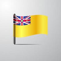 Niue waving Shiny Flag design vector