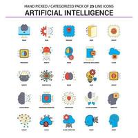 Artificial Intelligence Flat Line Icon Set Business Concept Icons Design vector