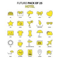 conjunto de iconos de hotel amarillo futuro paquete de iconos de último diseño vector