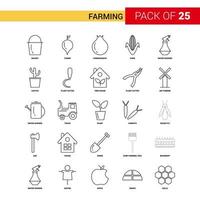 icono de línea negra de agricultura 25 conjunto de iconos de contorno de negocio vector