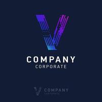 V company logo design with visiting card vector