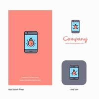 Bug on a smartphone Company Logo App Icon and Splash Page Design Creative Business App Design Elements vector