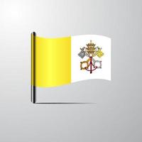 Vatican City Holy See waving Shiny Flag design vector