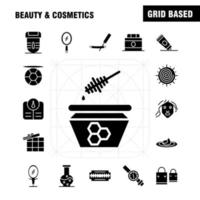 Beauty And Cosmetics Solid Glyph Icons Set For Infographics Mobile UXUI Kit And Print Design Include Blade Cut Razor Cosmetic Location Cosmetic Beauty Bath Icon Set Vector