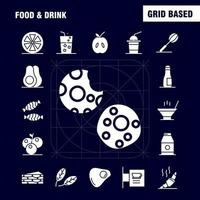 Food And Drink Solid Glyph Icons Set For Infographics Mobile UXUI Kit And Print Design Include Cocktail Glass Goblet Glass Wine Drink Baking Croissant Icon Set Vector