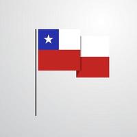 vector de diseño de bandera ondeante de chile