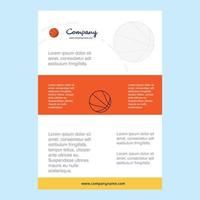 Template layout for Basketball comany profile annual report presentations leaflet Brochure Vector Background