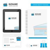 Credit card Business Logo Tab App Diary PVC Employee Card and USB Brand Stationary Package Design Vector Template