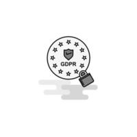 GDPR Web Icon Flat Line Filled Gray Icon Vector