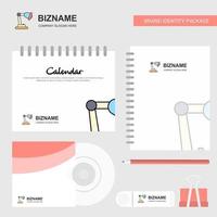 Table lamp Logo Calendar Template CD Cover Diary and USB Brand Stationary Package Design Vector Template