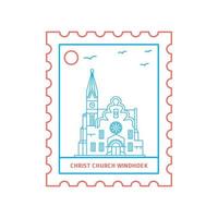 iglesia de cristo windhoek sello postal estilo de línea azul y roja ilustración vectorial vector