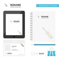 Screw driver Business Logo Tab App Diary PVC Employee Card and USB Brand Stationary Package Design Vector Template