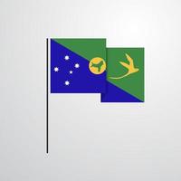 Christmas island waving Flag design vector