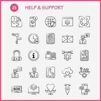 Help And Support Hand Drawn Icon for Web Print and Mobile UXUI Kit Such as Setting Gear Seo Mobile Information Setting Seo Board Pictogram Pack Vector