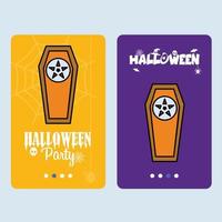 Happy Halloween invitation design with coffin vector