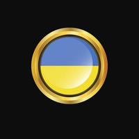 Ukraine flag Golden button vector