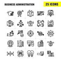 Business Administration Line Icons Set For Infographics Mobile UXUI Kit And Print Design Include Brain Mind Setting Gear Beaker Chemical Document Gear Collection Modern Infographic Logo an vector