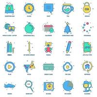 25 conjunto de iconos de color plano de mezcla de concepto de negocio vector