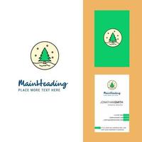 árbol de navidad logotipo creativo y vector de diseño vertical de tarjeta de visita