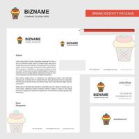 sobre de membrete comercial de helados y plantilla de vector de diseño de tarjeta de visita