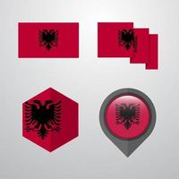 Albania flag design set vector