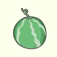 fresh whole watermelon vector illustration. summer fruit. flat icon