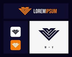 Diseño de logotipo letra mv. símbolo de monograma monocromo mínimo creativo. emblema de vector elegante universal. logotipo de empresa premium. símbolo del alfabeto gráfico para la identidad corporativa