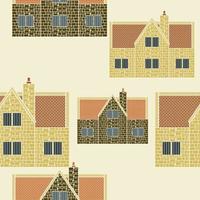 ilustración de vector de construcción de casas inglesas tradicionales de vista lateral editable como patrón sin costuras para crear antecedentes de tradición cultural de Inglaterra y diseño relacionado con la historia