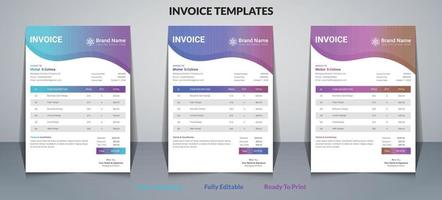 Invoice Design templates or Bill Payment form vector