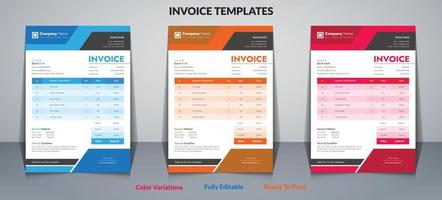 Invoice Design template or Bill Payment form vector