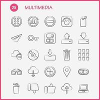 Multimedia Hand Drawn Icon for Web Print and Mobile UXUI Kit Such as Equalizer Beat Audio Machine Bin Delete Garbage Recycle Pictogram Pack Vector