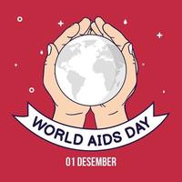 World Aids Day Social Media Design Post Earth Hand HIV vector