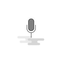 Microphone Web Icon Flat Line Filled Gray Icon Vector