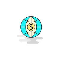 Flat Dollar globe Icon Vector