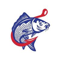 logotipo de pesca de carpa, perfecto para la empresa proveedora de pescado y el diseño del logotipo del producto de marca vector