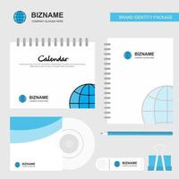 Globe Logo Calendar Template CD Cover Diary and USB Brand Stationary Package Design Vector Template