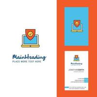Protected laptop Creative Logo and business card vertical Design Vector